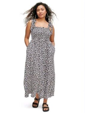 Diane von‎ Furstenberg (DVF) for Target Smocked Tie Strap Poppy Dress 2X floral